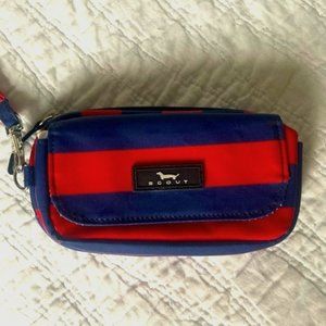 Scout red and blue stripe wristlet wallet w/ strap